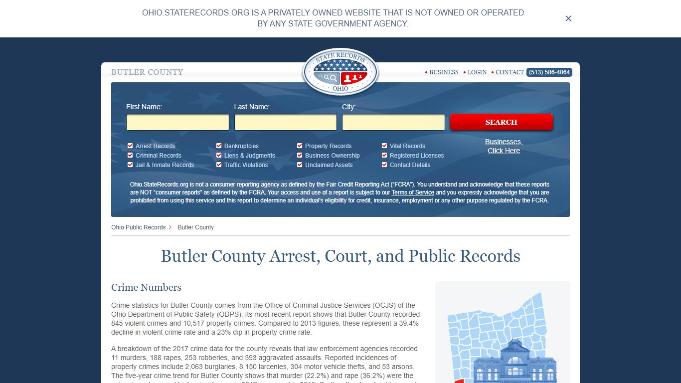 Butler County Arrest, Court, and Public Records